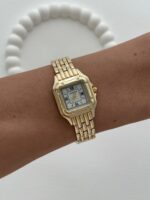 Kare Tasarım Kadranı Beyaz Gold Vintage Saat