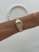 Kare Tasarım Kadranı Beyaz Gold Vintage Saat - Görsel 3