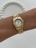 Yuvarlak Tasarım Kadranı Beyaz Gold Vintage Saat