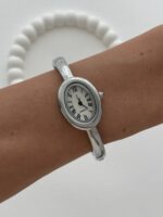 Marka Model Kelepçe Tasarım Kadranı Beyaz Gümüş Vintage Saat