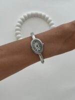 Marka Model Kelepçe Tasarım Kadranı Beyaz Gümüş Vintage Saat - Görsel 3