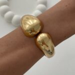 Özel Seri İkili Damla Tasarım Gold Kelepçe Bileklik