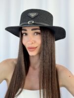 PR Marka Model Siyah Kemer Detay Siyah Hasır Şapka
