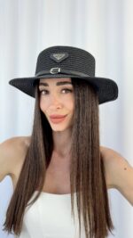 PR Marka Model Siyah Kemer Detay Siyah Hasır Şapka - Görsel 4