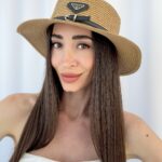 PR Marka Model Siyah Kemer Detay Camel Hasır Şapka