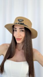 PR Marka Model Siyah Kemer Detay Camel Hasır Şapka - Görsel 4