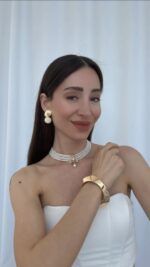 Özel Seri Gold Tırtık Model Böğürtlen İnci Top Küpe - Görsel 2