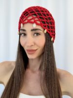 ZR Model Deniz Kabuğu Detay Kırmızı File Şapka