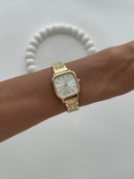 Kare Tasarım Kadranı Beyaz Gold Vintage Saat - Görsel 3