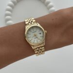 Yuvarlak Tasarım Kadranı Beyaz Gold Vintage Saat