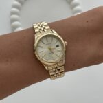 Yuvarlak Tasarım Kadranı Sarı Gold Vintage Saat