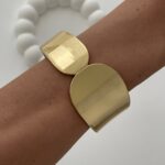 Özel Seri Büyük & Küçük Oval Tasarım Gold Kelepçe bileklik