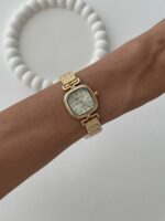 Kare Tasarım Kadranı Beyaz Gold Vintage Saat - Görsel 3