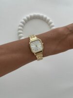 Kare Tasarım Kadranı Beyaz Gold Vintage Saat - Görsel 3