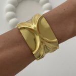 Çelik Soyut Tasarım Gold Ayarlanabilir Bileklik
