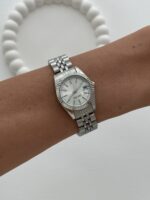 Yuvarlak Tasarım Kadranı Beyaz Gümüş Vintage Saat