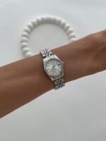 Yuvarlak Tasarım Kadranı Beyaz Gümüş Vintage Saat - Görsel 3