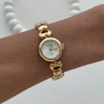 Yuvarlak Tasarım Kadranı Beyaz Gold Vintage Saat