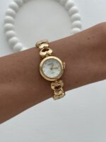 Yuvarlak Tasarım Kadranı Beyaz Gold Vintage Saat