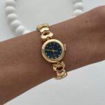 Yuvarlak Tasarım Kadranı Siyah Gold Vintage Saat