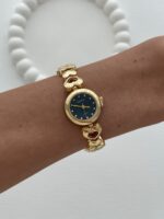 Yuvarlak Tasarım Kadranı Siyah Gold Vintage Saat