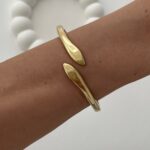 Özel Seri Damla Tasarım İnce Gold Kelepçe Bileklik