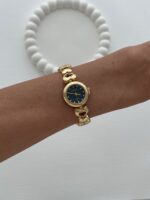 Yuvarlak Tasarım Kadranı Siyah Gold Vintage Saat - Görsel 3