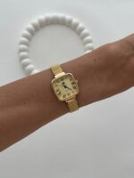 Kare Tasarım Kadranı Sarı Polo Gold Vintage Saat - Görsel 3