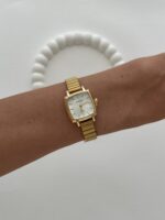 Kare Tasarım Kadranı Beyaz Gold Vintage Saat - Görsel 3