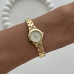 Yuvarlak Tasarım Kadranı Beyaz Gold Vintage Saat