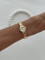 Yuvarlak Tasarım Kadranı Beyaz Gold Vintage Saat - Görsel 3