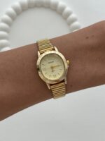 Yuvarlak Tasarım Kadranı Sarı Gold Vintage Saat