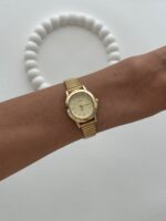 Yuvarlak Tasarım Kadranı Sarı Gold Vintage Saat - Görsel 3