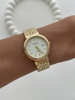 Yuvarlak Tasarım Kadranı Beyaz Gold Vintage Saat