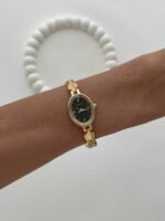 Oval Tasarım Kadranı Siyah Gold Vintage Saat - Görsel 3