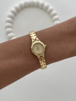 Yuvarlak Tasarım Kadranı Beyaz Gold Vintage Saat