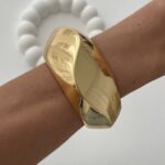 Özel Seri Kalın Kıvrım Tasarım Gold Kelepçe Bileklik