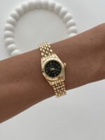 Yuvarlak Tasarım Kadranı Siyah Gold Vintage Saat