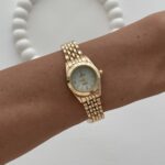 Yuvarlak Tasarım Kadranı Beyaz Gold Vintage Saat