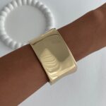 Özel Seri Kalın Geometrik Tasarım Gold Kelepçe Bileklik