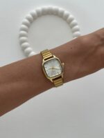 Kare Tasarım Kadranı Beyaz Gold Vintage Saat - Görsel 3