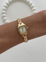 Kare Tasarım Kadranı Beyaz Gold Vintage Saat