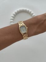 Kare Tasarım Kadranı Beyaz Gold Vintage Saat - Görsel 3