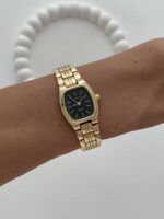 Kare Tasarım Kadranı Siyah Gold Vintage Saat