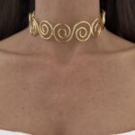 Özel Seri Spiral Tasarım Gold Choker Kolye