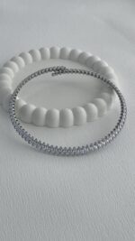 Özel Seri Damla Baget Taşlı Gümüş Choker Kolye - Görsel 6