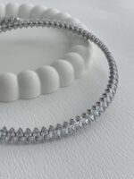 Özel Seri Damla Baget Taşlı Gümüş Choker Kolye - Görsel 3