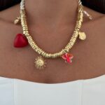Özel Seri Charm Detay İp Tasarım Gold Kolye