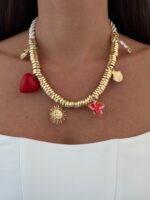 Özel Seri Charm Detay İp Tasarım Gold Kolye