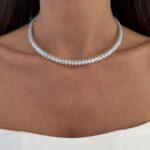 Özel Seri Damla Baget Taşlı Gümüş Choker Kolye